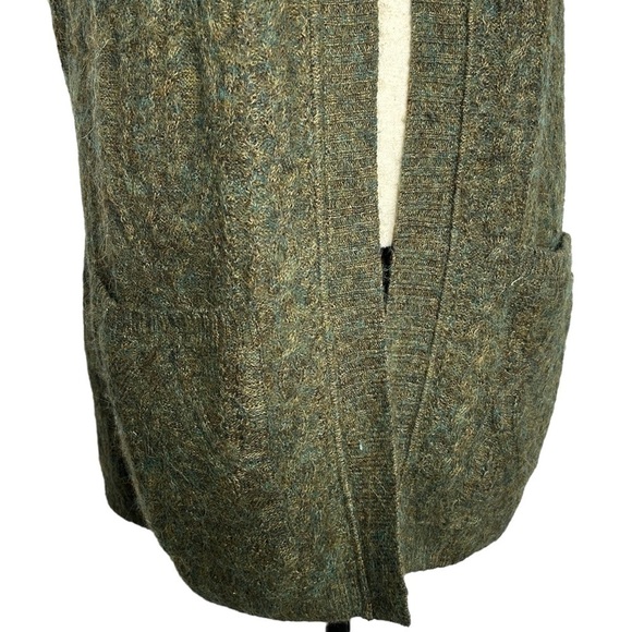 Peruvian Connection Marled Green Baby Alpaca And Cotton Sleeveless Cardigan - Picture 5 of 15